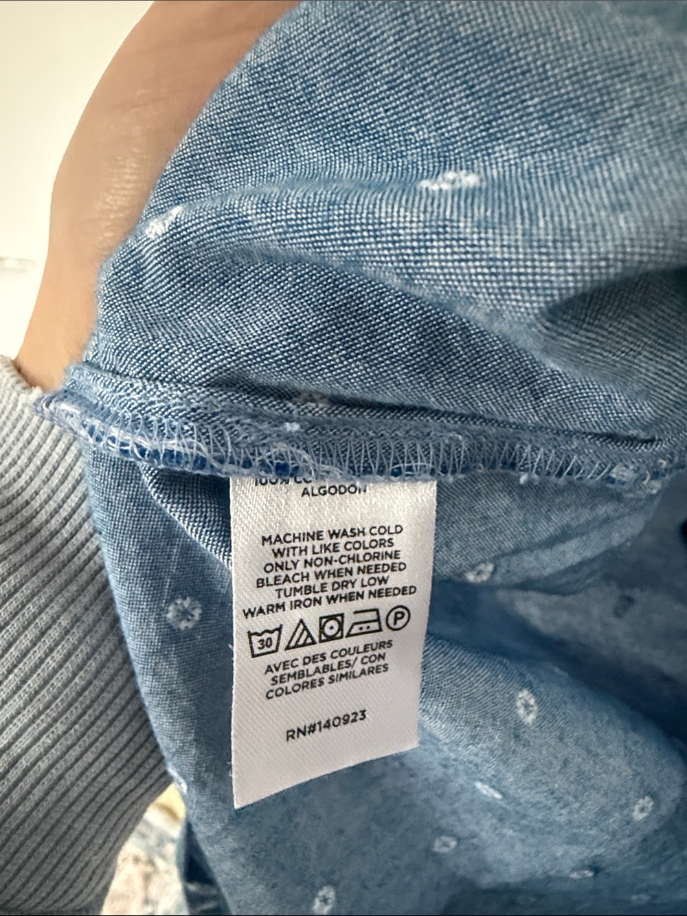 LOFT Light Blue Dot Print Short Sleeve Button-Front Shirt - Picture 3 of 4
